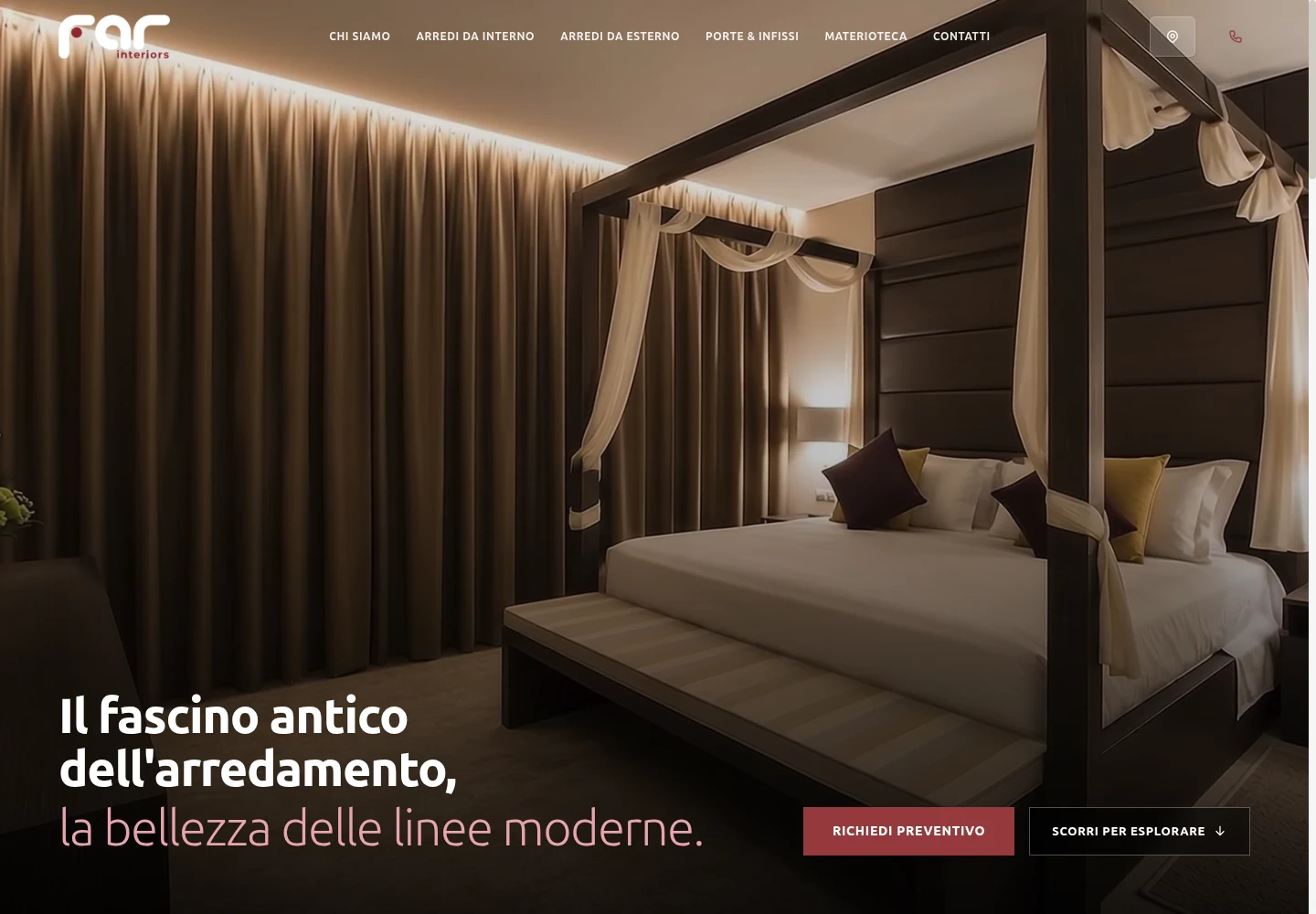 Homepage del sito FAR Interiors